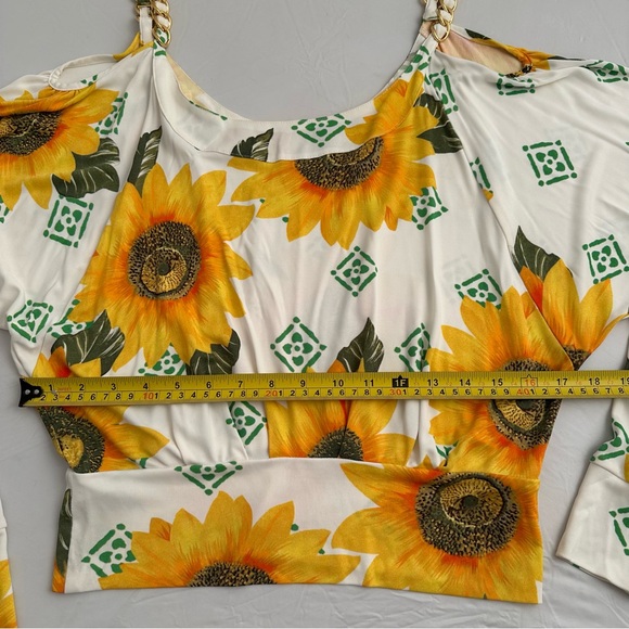 Dolce and Gabbana multicolor sunflower cold shoulder top M - Picture 8 of 10